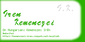 iren kemenczei business card