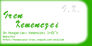 iren kemenczei business card